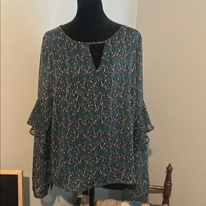 Grace & Lace Teal Patterned Blouse small   B